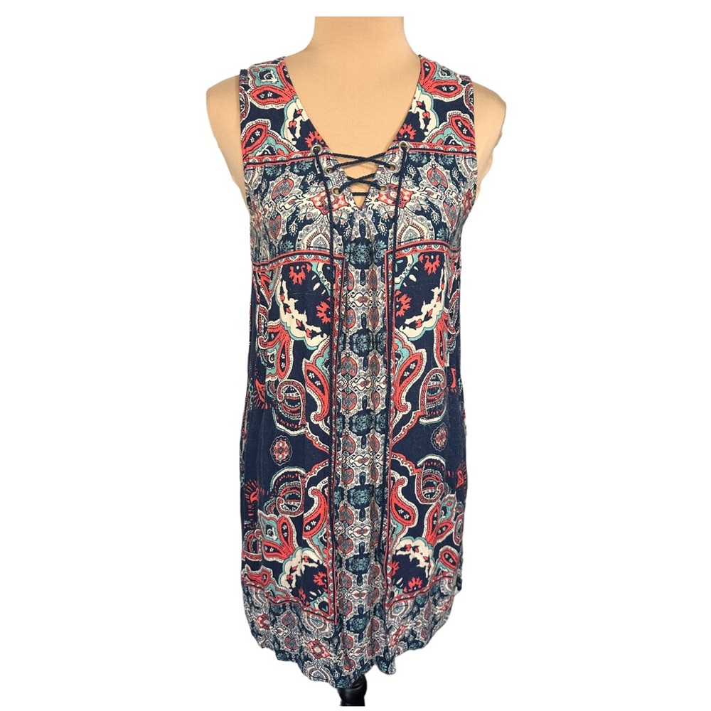 Altar'd State Abstract Print Sleeveless Shirt Dress, Size S